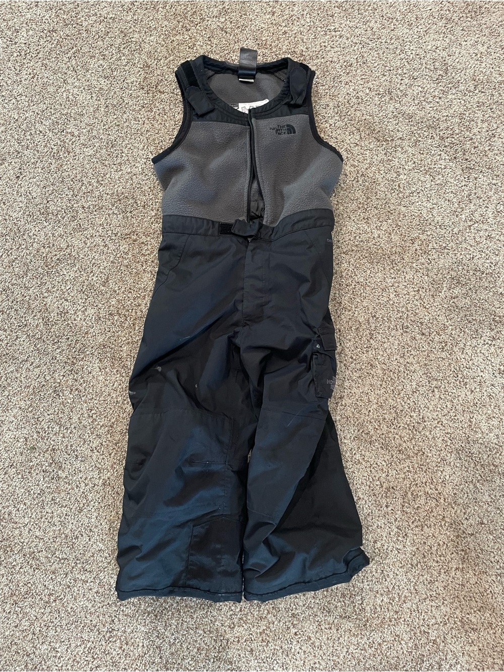 The North Face Kids Black and Gray Snow Overalls